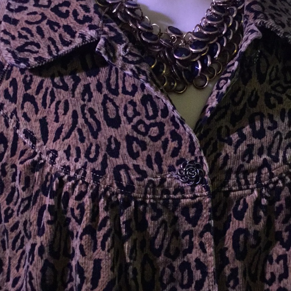 Kikit Jeans Leopard print corduroy jacket - large